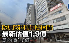 紀惠放售銅鑼灣巨舖 最新估值1.9億 意向價1.6億