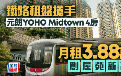 铁路租盘抢手 元朗YOHO Midtown 4房月租3.88万 创屋苑新高