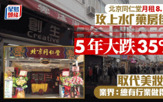 同仁堂月租8.5万攻上水「药房街」 5年大跌35% 取代美妆店 业界：总有行业做得住