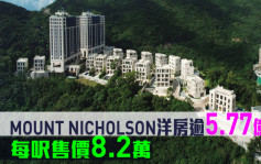 新盤成交｜MOUNT NICHOLSON洋房逾5.77億沽 每呎售價8.2萬