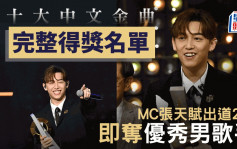 十大中文金曲2023得獎名單丨MC張天賦出道2年即奪優秀男歌手 再搶埋大獎「全球華人至尊金曲」