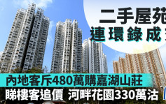 二手屋苑紛錄成交 內地客斥480萬購嘉湖山莊 睇樓客追價入市 河畔花園330萬沽