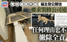 电视墙压死猫｜猫主发公开信要求装修公司道歉 称会将赔偿金捐赠动物机构