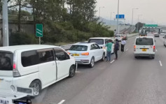 大埔吐露港公路往九龙方向连环6车相撞 部分车路封闭交通繁忙