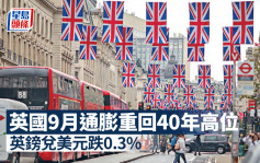 英国9月CPI年增10.1% 再回40年高位 英镑跌0.3%