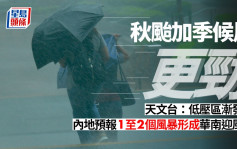 天文台：秋台遇季候风更强劲 内地预报1至2个风暴形成或影响华南