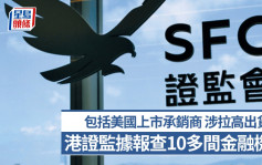 本港证监据报查10多间金融机构 包括美国纳斯达克上市承销商 涉拉高出货