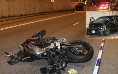 荃灣電單車被撞開數十米 鐵騎士頭部重創昏迷 私家車司機疑醉駕超標過百度
