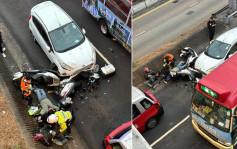 荃湾4车相撞酿3伤 两电单车炒埋一碟 伤者卧地待救 