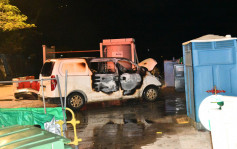 东涌地盘客货车遭纵火烧毁 警缉狂徒
