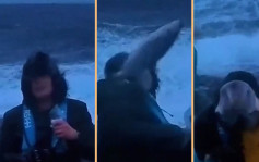挪威记者190km/h阵风下直播  遭「飞鱼」击中当场倒地