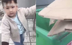 2岁男童阻妈妈扔纸箱 一句说话让人感窝心