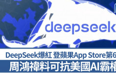 DeepSeek爆紅 登蘋果App Store第6位 傳Meta爆內部焦慮 周鴻禕料可抗美國AI霸權