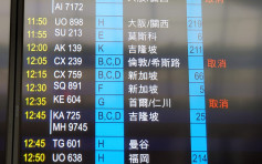 今日至少19班往来香港南韩及大邱航班取消