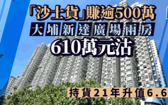 「沙士貨」大賺逾500萬 大埔新達廣場2房610萬元沽 持貨21年升值6.6倍