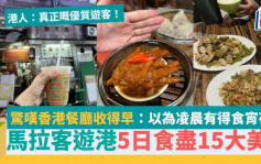 馬拉遊客來港5日食盡15大美食 驚嘆香港餐廳收得早「以為宵夜凌晨12點還有得吃」港人：歡迎食足咁多餐嘅優質遊客