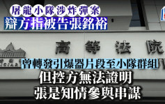 屠龍小隊案│辯方指被告張銘裕曾轉發引爆器片段至屠龍小隊群組 但控方無法證明張是知情參與串謀