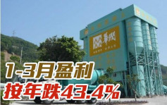 華潤水泥控股1313｜1-3月盈利按年跌43.4%