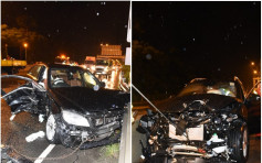 红雨夜两平治青朗公路相撞 中年司机重创昏迷