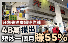 旺角先达炒风再现？迷你铺48万「摸出」 面积仅87方尺 一个月赚55%