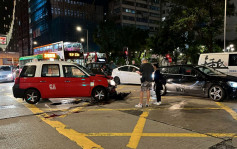 旺角兩車相撞 私家車司機乘客蹤杳 的士司機受傷