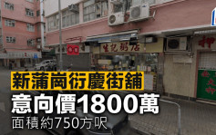 新蒲岗衍庆街铺 意向价1800万 面积约750方尺