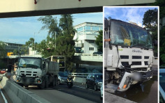 貨車與泥頭車相撞 大埔公路體育學院對開勁塞