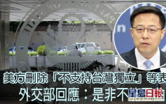 美方刪除「不支持台灣獨立」等表述 外交部：是非不能歪曲