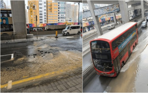 觀塘道爆鹹水管 部分行車線仍封閉