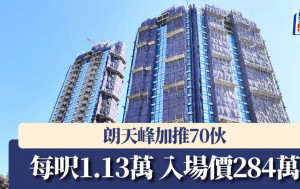 朗天峰加推70伙 每呎1.13萬 入場價284萬