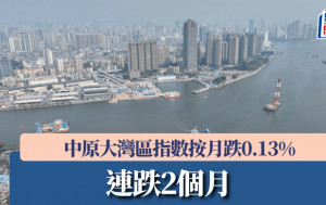 中原大灣區指數按月跌0.13% 連跌2個月
