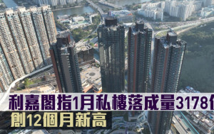 研究報告｜利嘉閣指1月私樓落成量3178伙 創12個月新高