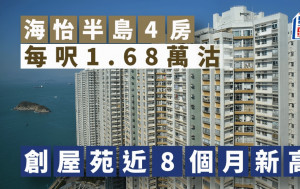 海怡半島4房每呎1.68萬沽 創屋苑近8個月新高