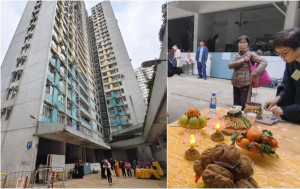 上水嫲孫墮樓｜太平邨街坊打齋求太平 奉香祈求逝者往生極樂