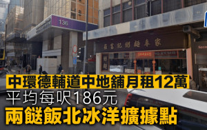 中環德輔道中地舖月租12萬 兩餸飯北冰洋擴據點 平均每呎186元
