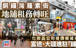 銅鑼灣羅素街地舖租務轉旺 化妝品公司提價20%承租  富途、大疆進駐「舖王」