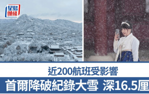 遊韓注意｜首爾大雪深16.5厘米破紀錄  近200航班受影響