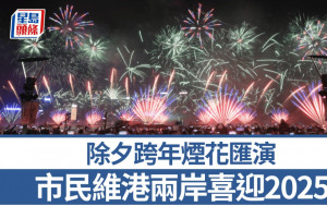 除夕煙花維港綻放 李家超羅淑佩揭幕倒數 市民維港兩岸喜迎新年