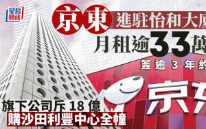 京東進駐怡和大廈 月租逾33萬 簽逾3年約 旗下公司斥18億購利豐中心全幢