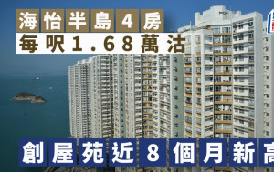 海怡半島4房每呎1.68萬沽 創屋苑近8個月新高