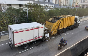 連翔道貨車撞垃圾車尾 司機被困送院不治｜有片