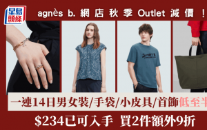 agnès b.網店低至半價！男女裝/手袋/首飾$234起入手買 買2件額外9折