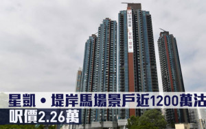 新盤成交｜星凱‧堤岸馬場景戶近1200萬沽 呎價2.26萬