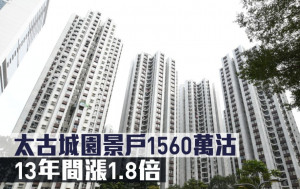 千萬成交｜太古城園景戶1560萬沽 13年間漲1.8倍