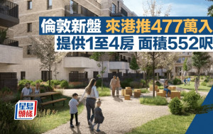 倫敦新盤來港推477萬入場 提供1至4房 面積552呎起