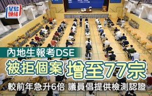 DSE︱內地生報考文憑試被拒增至77宗 較前年急升6倍 議員倡提供檢測認證