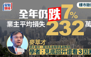 樓市撤辣後 全年仍跌7% 業主平均損失232萬 學者：見底回升還看3因素