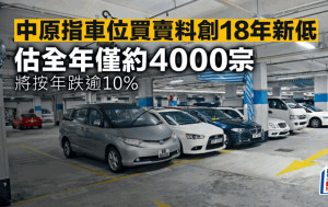 中原指車位買賣料創18年新低 估全年僅約4000宗 將按年跌逾10%