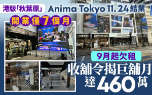 港版「秋葉原」Anima Tokyo 11.24結業 開業僅7個月 9月起欠租 收舖令揭巨舖月租達460萬