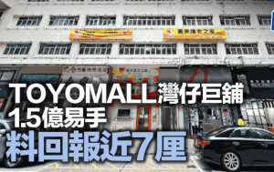 TOYOMALL灣仔巨舖1.5億易手 料回報近7厘 減息後錄2宗億元大買賣